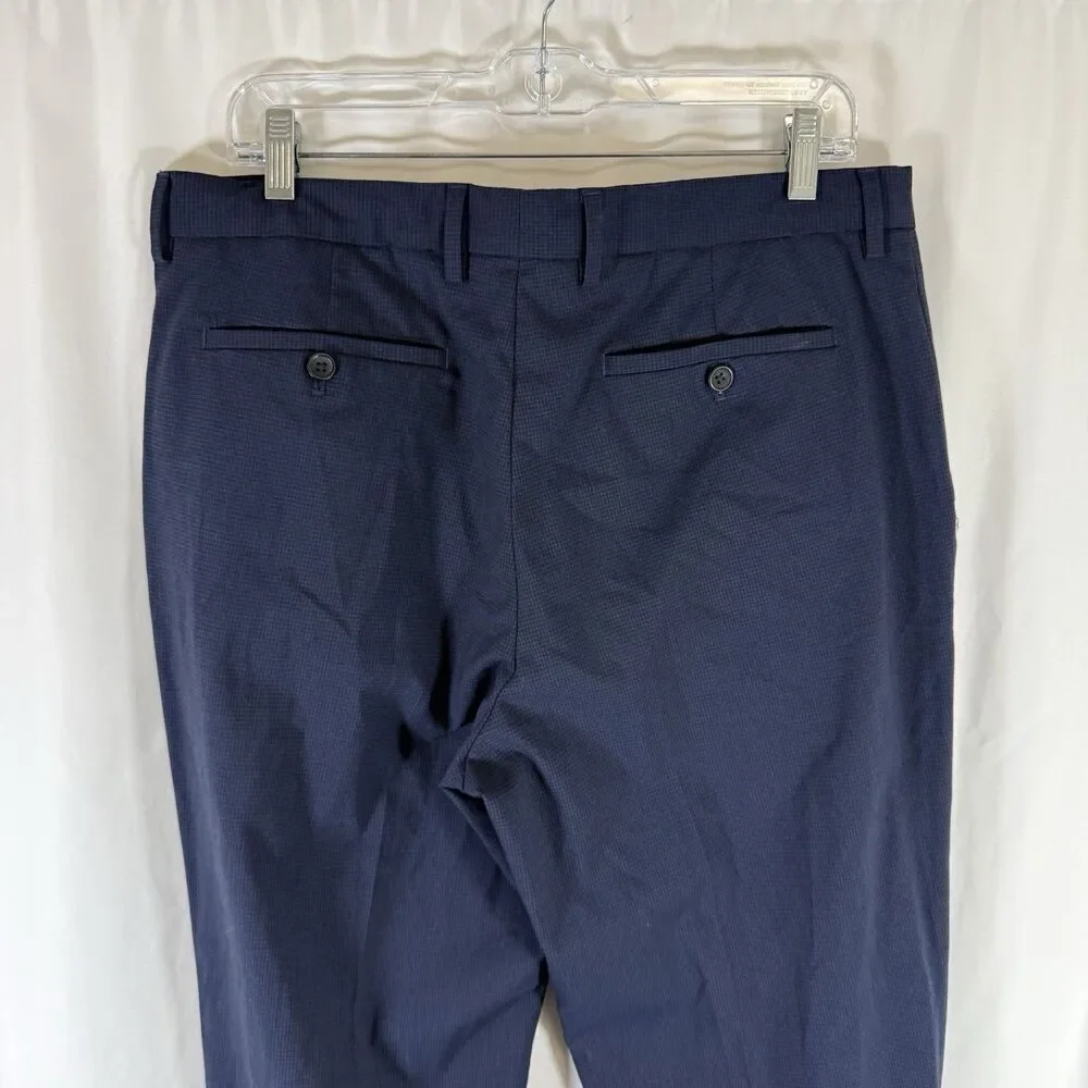 Banana Republic Standard Fit Pants Men's 34x32 Blue Plaid Flat Front Office